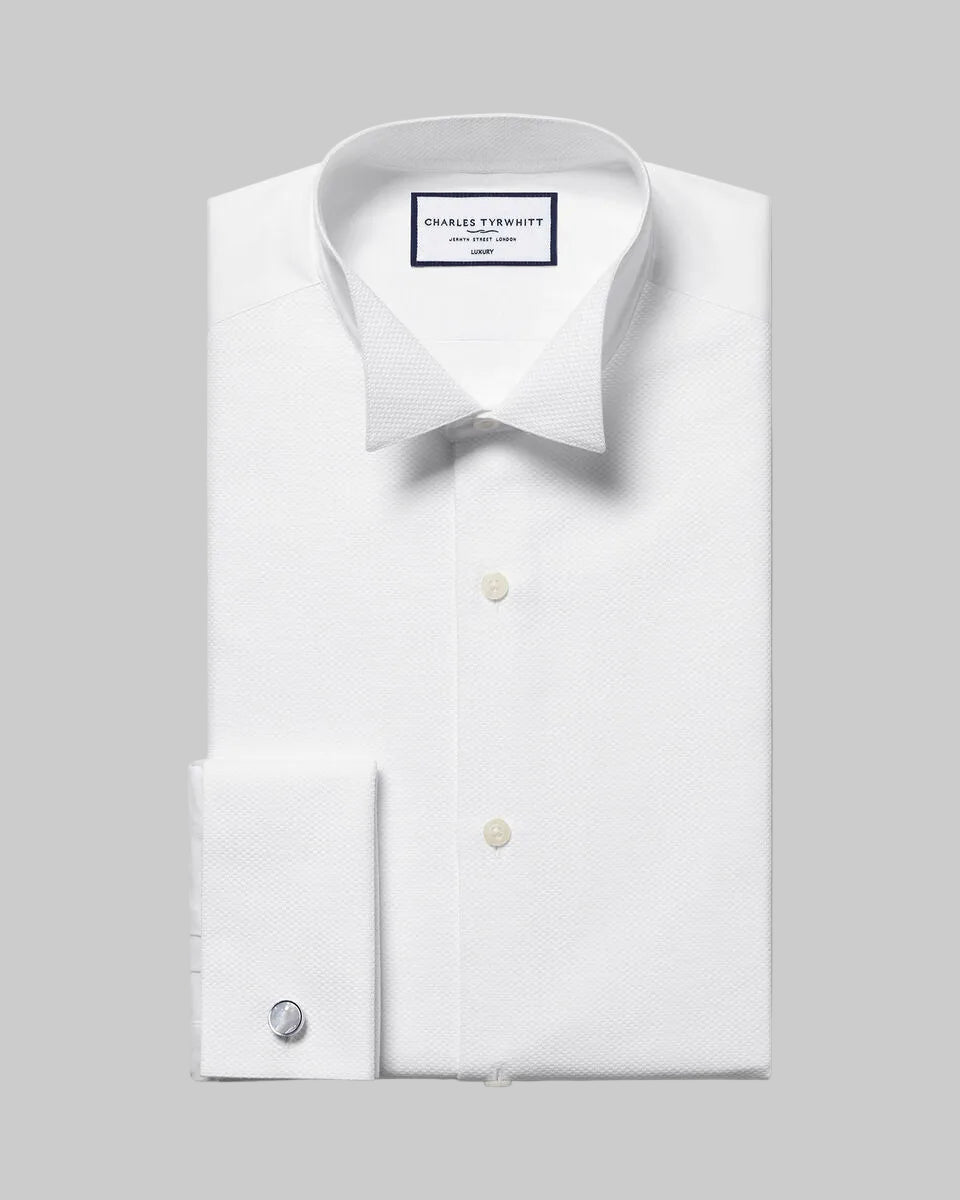 Charles Tyrwhitt Bib Front Wing Collar Evening Shirt - White - LuxxeCoast
