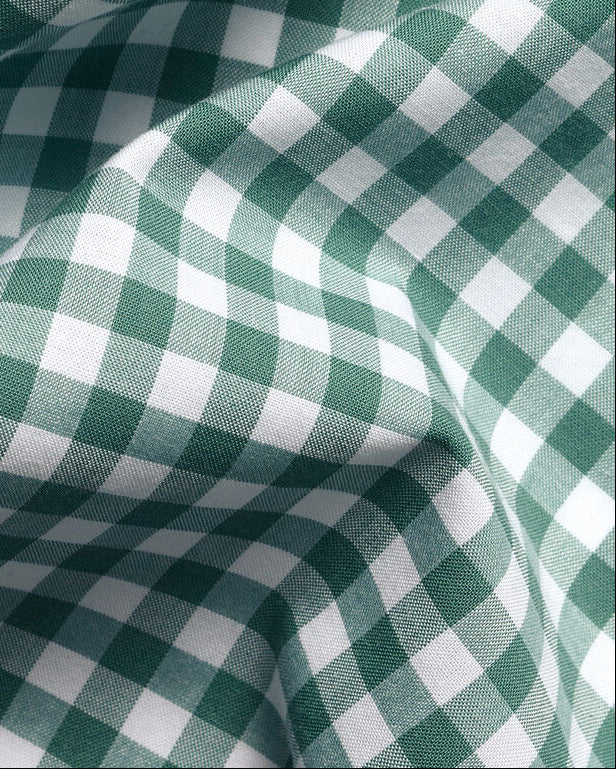 Charles Tyrwhitt Button-Down Stretch Washed Poplin Gingham Shirt - Green