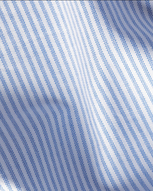 Charles Tyrwhitt Short Sleeve Stretch Washed Oxford Stripe Shirt - Blue