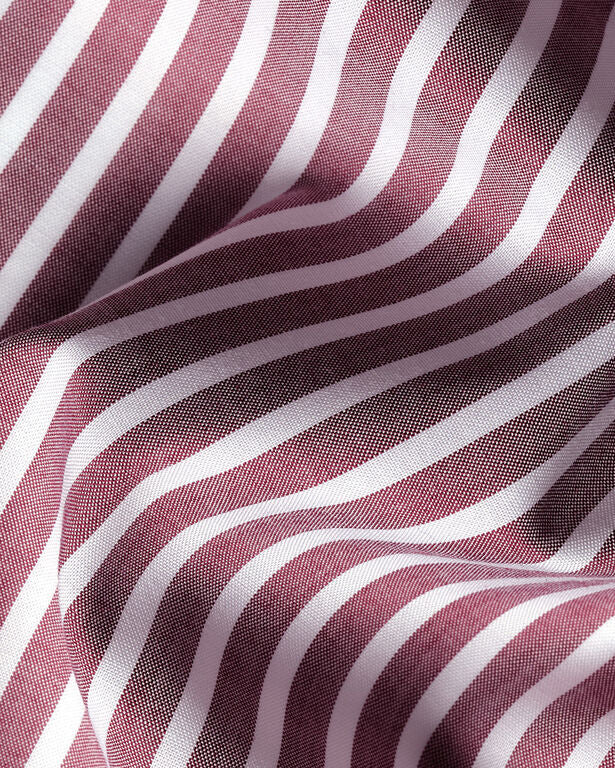 Charles Tyrwhitt Button-Down Stretch Washed Poplin Stripe Shirt - Burgundy