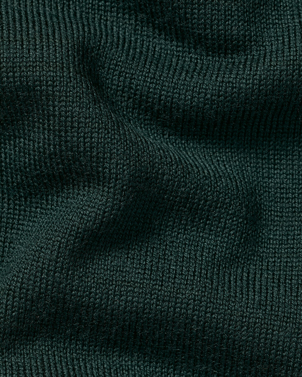Charles Tyrwhitt Pure Merino Wool Button Neck Polo - Forest Green