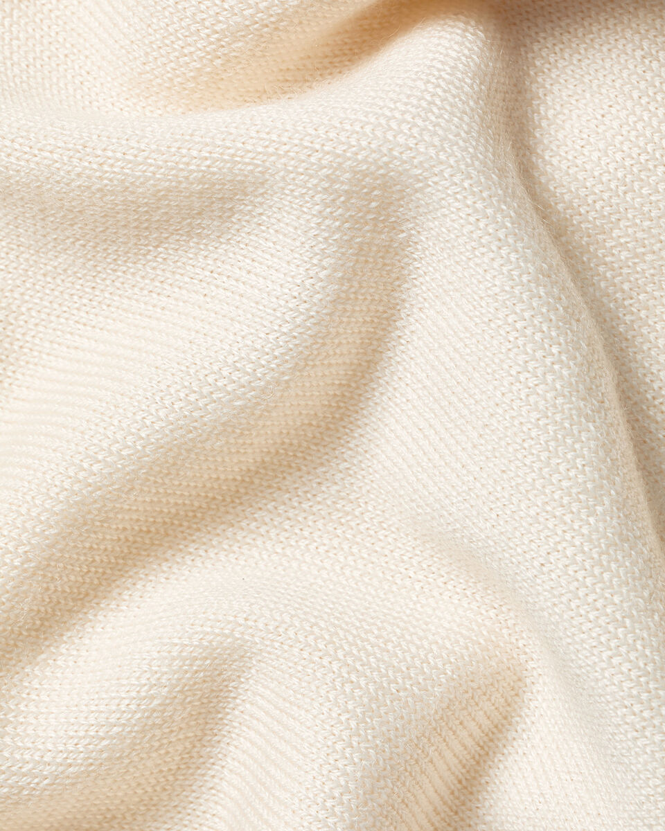 Charles Tyrwhitt Pure Merino Wool Button Neck Polo - Cream