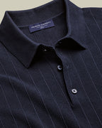 Charles Tyrwhitt England Rugby Cotton Stripe Texture Knitted Polo – Navy