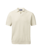 Charles Tyrwhitt Cotton Texture Trophy Neck Knitted Polo – Cream