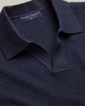 Charles Tyrwhitt Cotton Texture Trophy Neck Knitted Polo – Navy