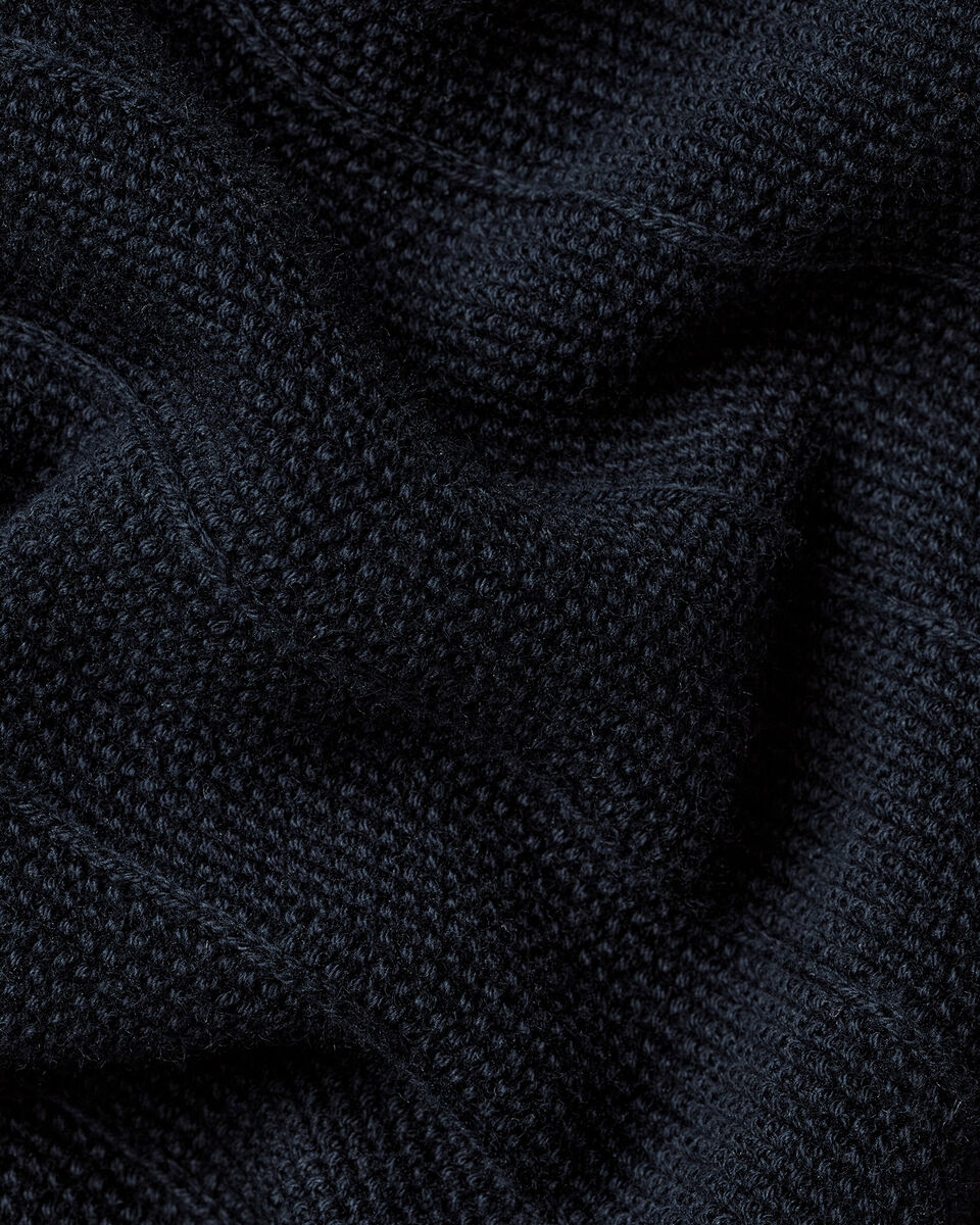 Charles Tyrwhitt Cotton Stripe Texture Button Through Knitted Polo – Navy