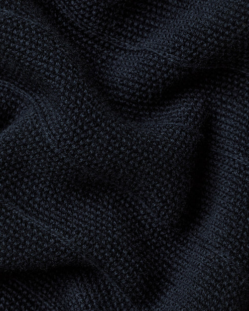 Charles Tyrwhitt Cotton Stripe Texture Button Through Knitted Polo – Navy