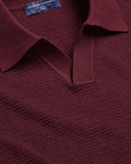 Charles Tyrwhitt Cotton Texture Trophy Neck Knitted Polo – Burgundy