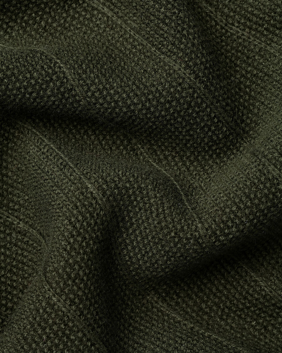 Charles Tyrwhitt Cotton Stripe Texture Knitted Polo – Olive Green