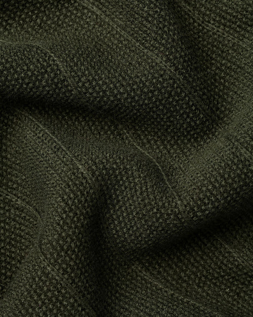 Charles Tyrwhitt Cotton Stripe Texture Knitted Polo – Olive Green