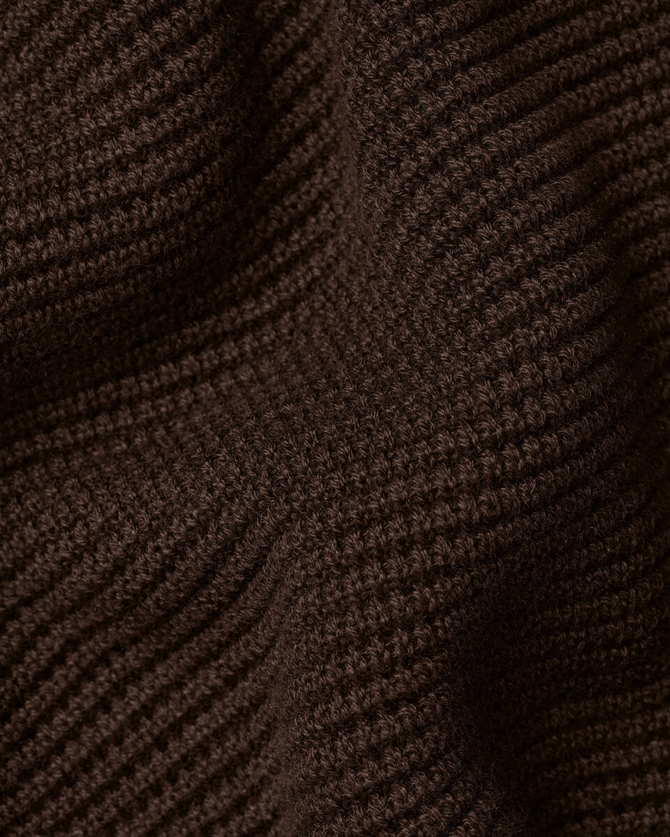 Charles Tyrwhitt Long Sleeve Cotton Textured Knitted Polo - Chocolate Brown