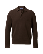 Charles Tyrwhitt Long Sleeve Cotton Textured Knitted Polo - Chocolate Brown