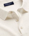 Charles Tyrwhitt Long Sleeve Cotton Textured Knitted Polo - Cream