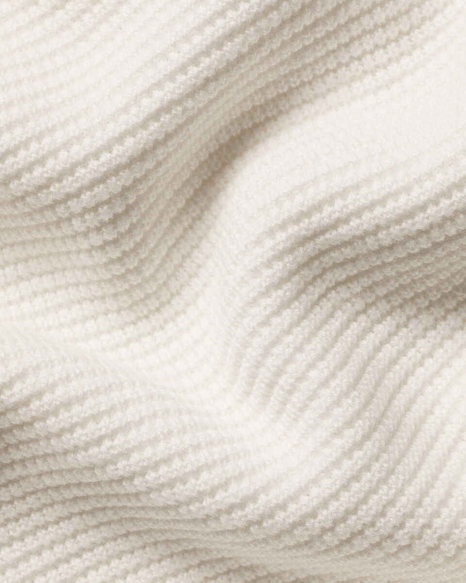 Charles Tyrwhitt Long Sleeve Cotton Textured Knitted Polo - Cream