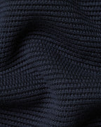Charles Tyrwhitt Long Sleeve Cotton Textured Knitted Polo - Navy Blue