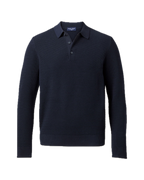 Charles Tyrwhitt Long Sleeve Cotton Textured Knitted Polo - Navy Blue