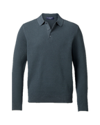 Charles Tyrwhitt Long Sleeve Cotton Textured Knitted Polo - Petrol Blue