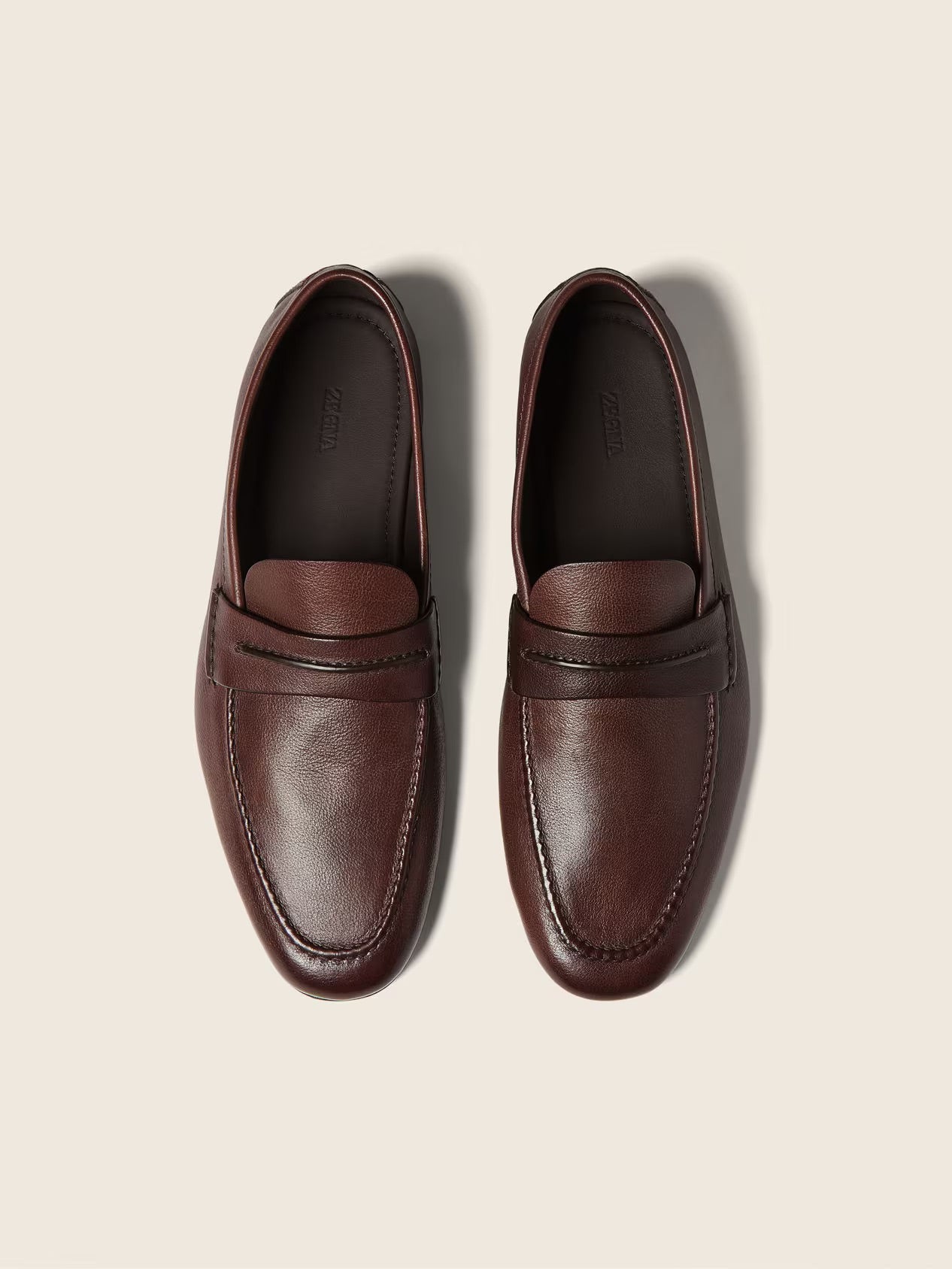 ZEGNA Mocassin Loafer - Light Brown Natural Grain Leather