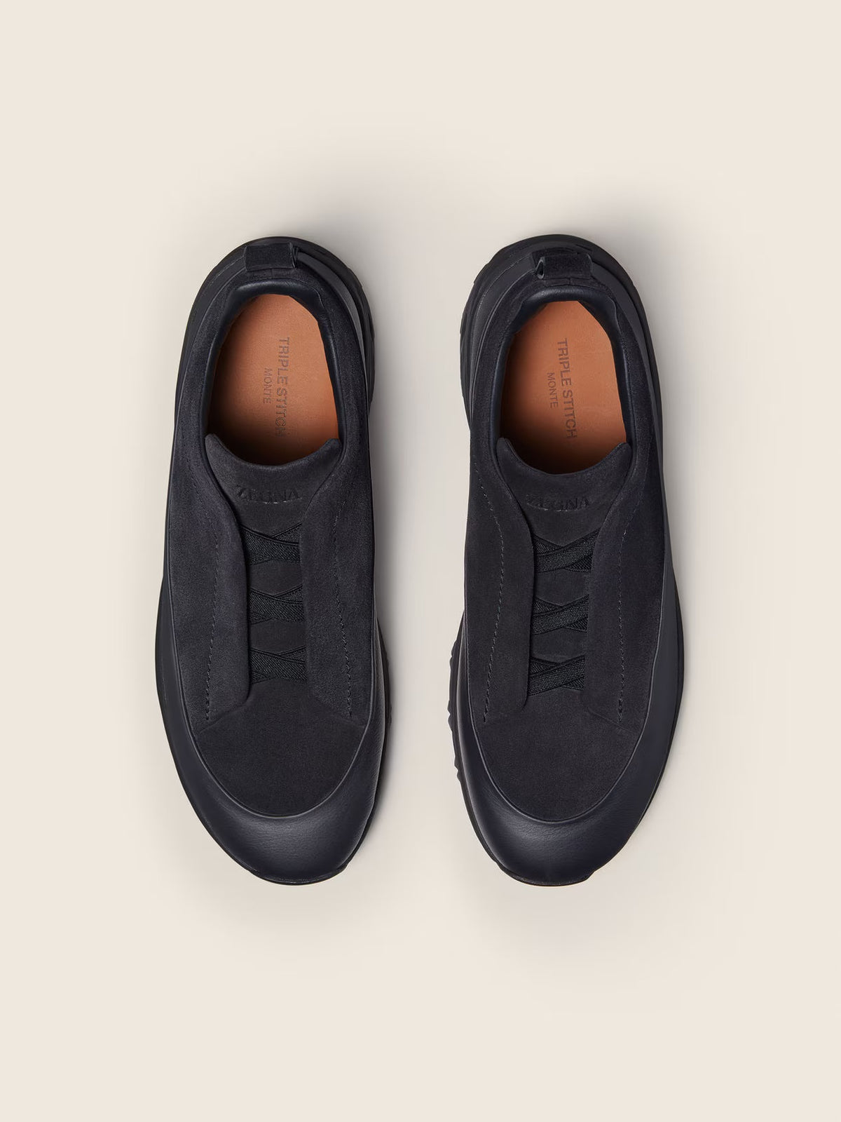 ZEGNA Triple Stitch Monte Sneakers - Navy Leather & Suede