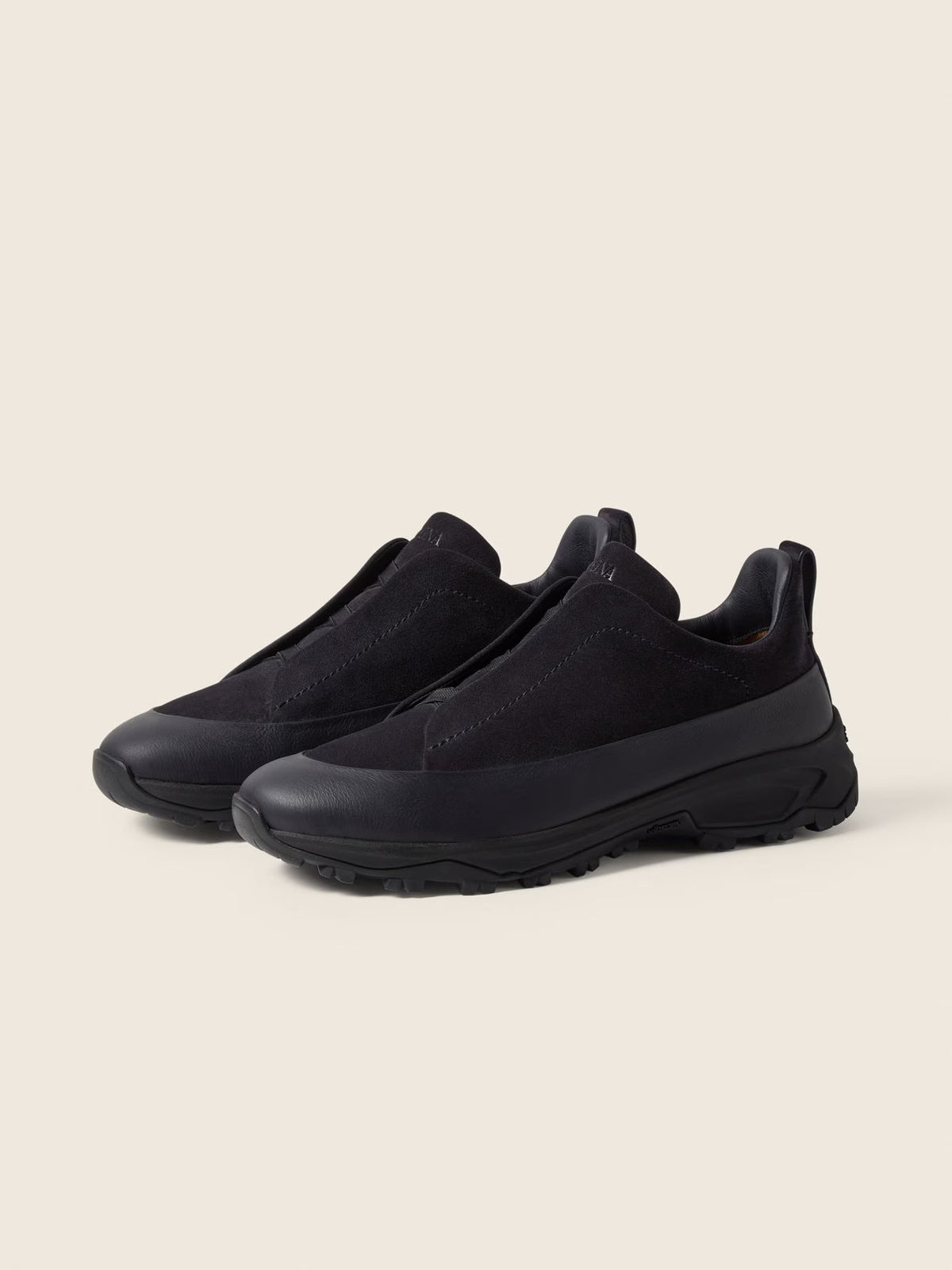 ZEGNA Triple Stitch Monte Sneakers - Navy Leather & Suede
