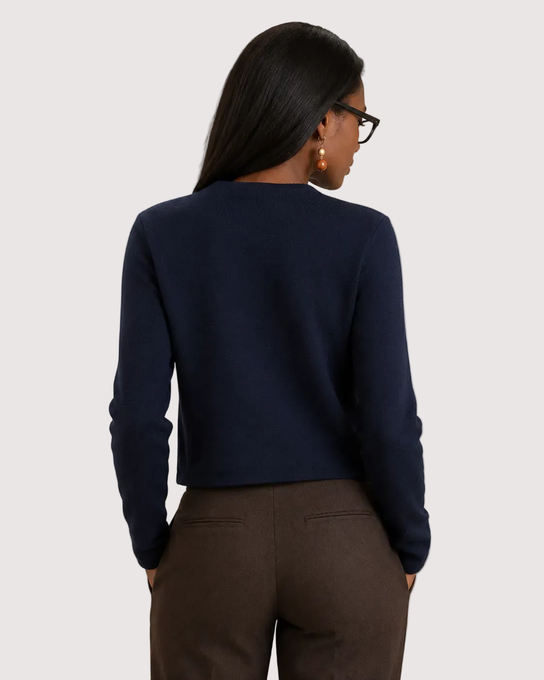 Lauren Ralph Lauren Cropped Crewneck Jumper Jacket - Lauren Navy