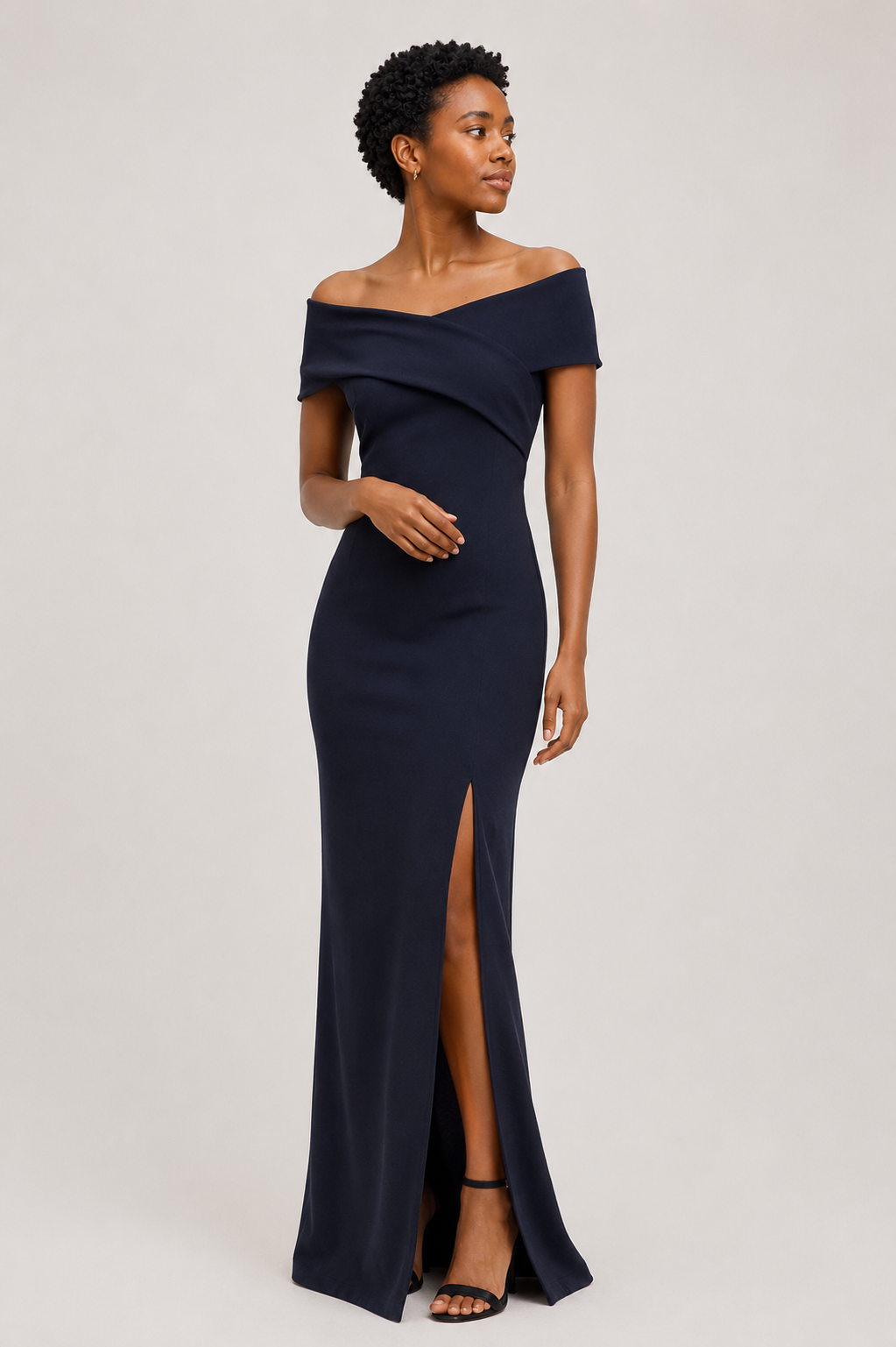 Lauren Ralph Lauren Faille Off-the-Shoulder Gown - Lauren Navy