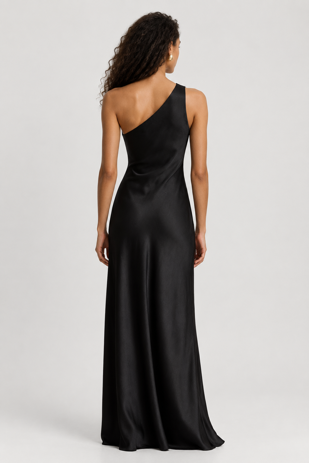Lauren Ralph Lauren Satin Charmeuse One-Shoulder Gown - Black