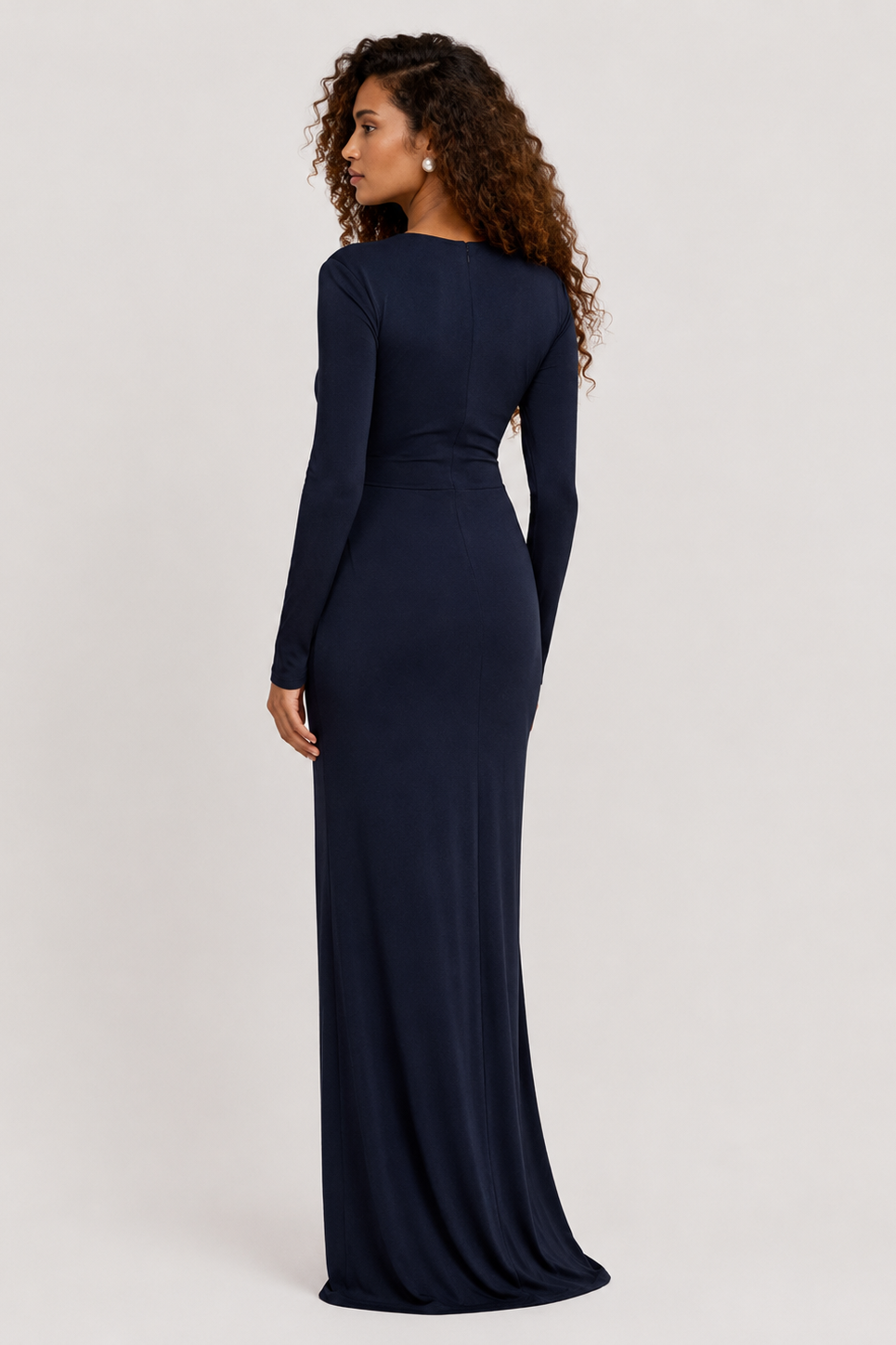 Lauren Ralph Lauren Twist-Front Stretch Jersey Gown - Lauren Navy