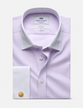 Hawes & Curtis Lilac & White Fine Stripe Non-Iron Shirt - Contrast Detail