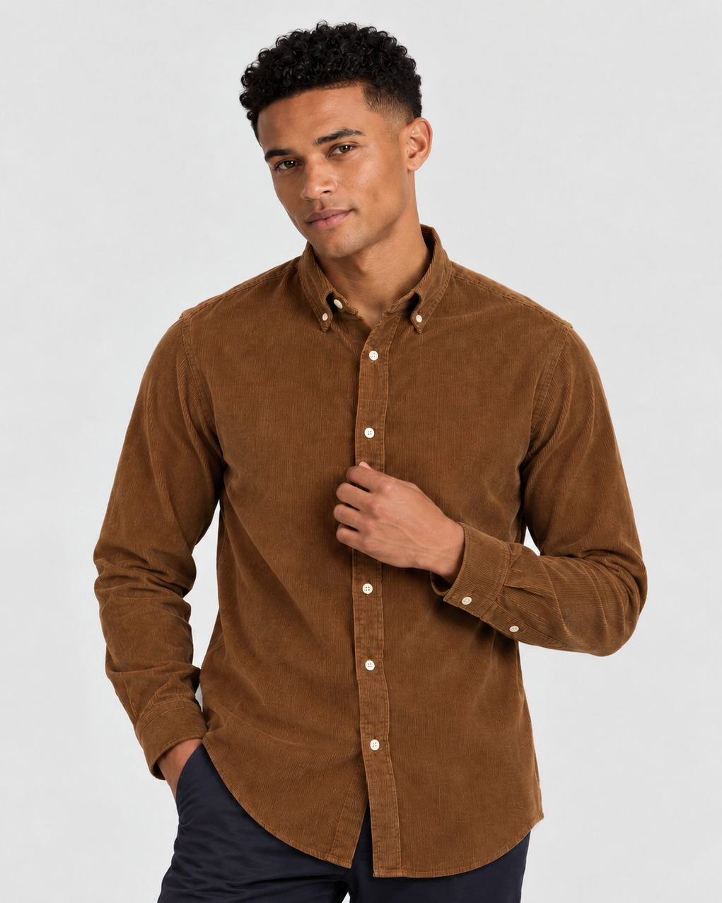 Charles Tyrwhitt Corduroy Stretch Shirt - Tan