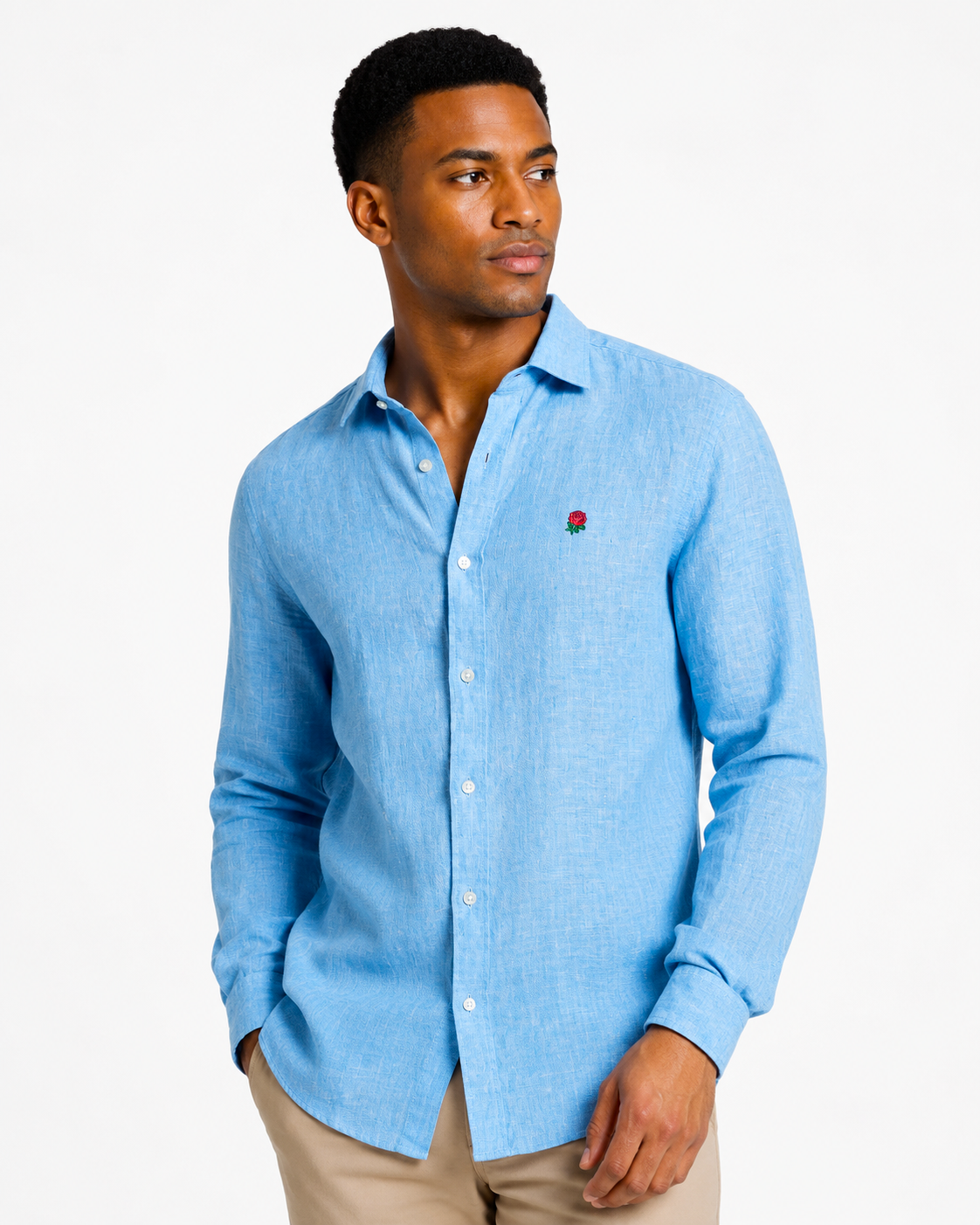 Charles Tyrwhitt England Rugby Pure Linen Shirt – Ocean Blue - LuxxeCoast