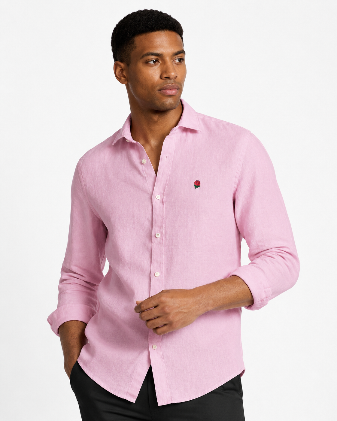 Charles Tyrwhitt England Rugby Pure Linen Shirt – Pink - LuxxeCoast