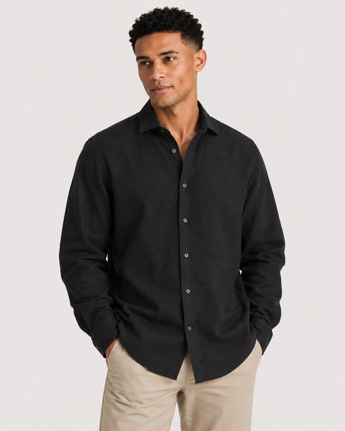 Charles Tyrwhitt Pure Linen Shirt - Black