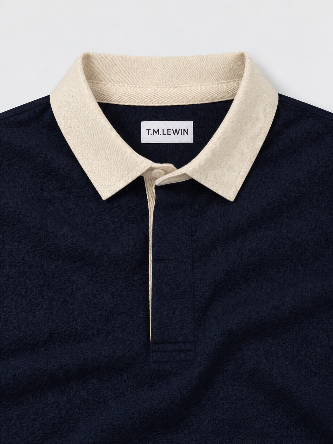 T.M.Lewin Contrast Collar Rugby Shirt - Navy