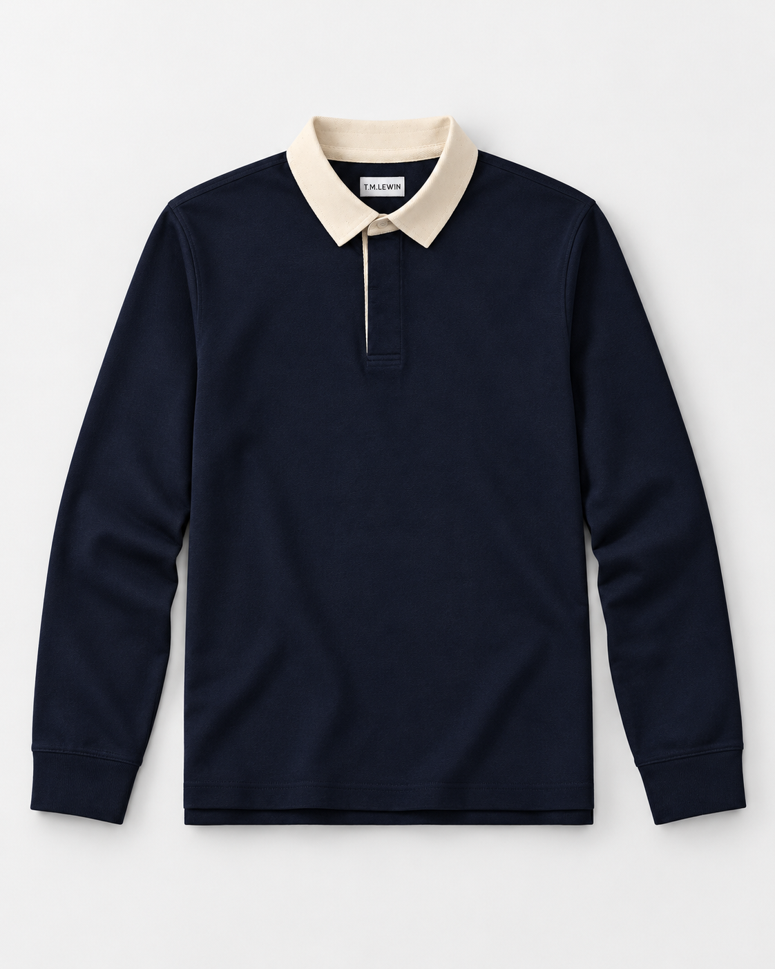 T.M.Lewin Contrast Collar Rugby Shirt - Navy