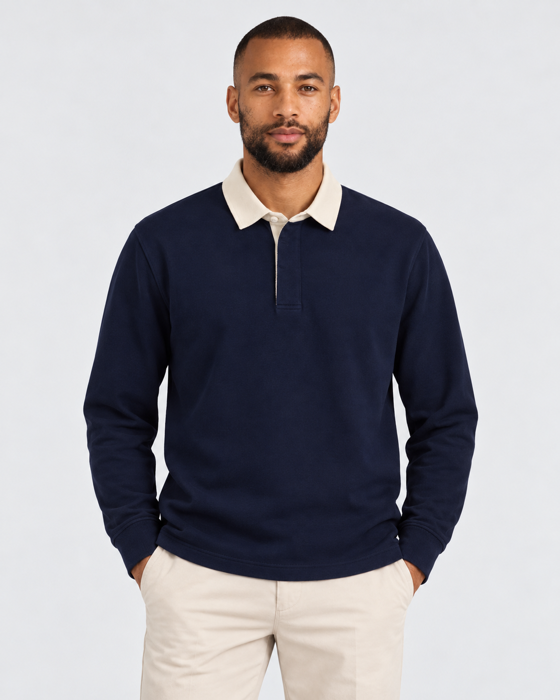 T.M.Lewin Contrast Collar Rugby Shirt - Navy