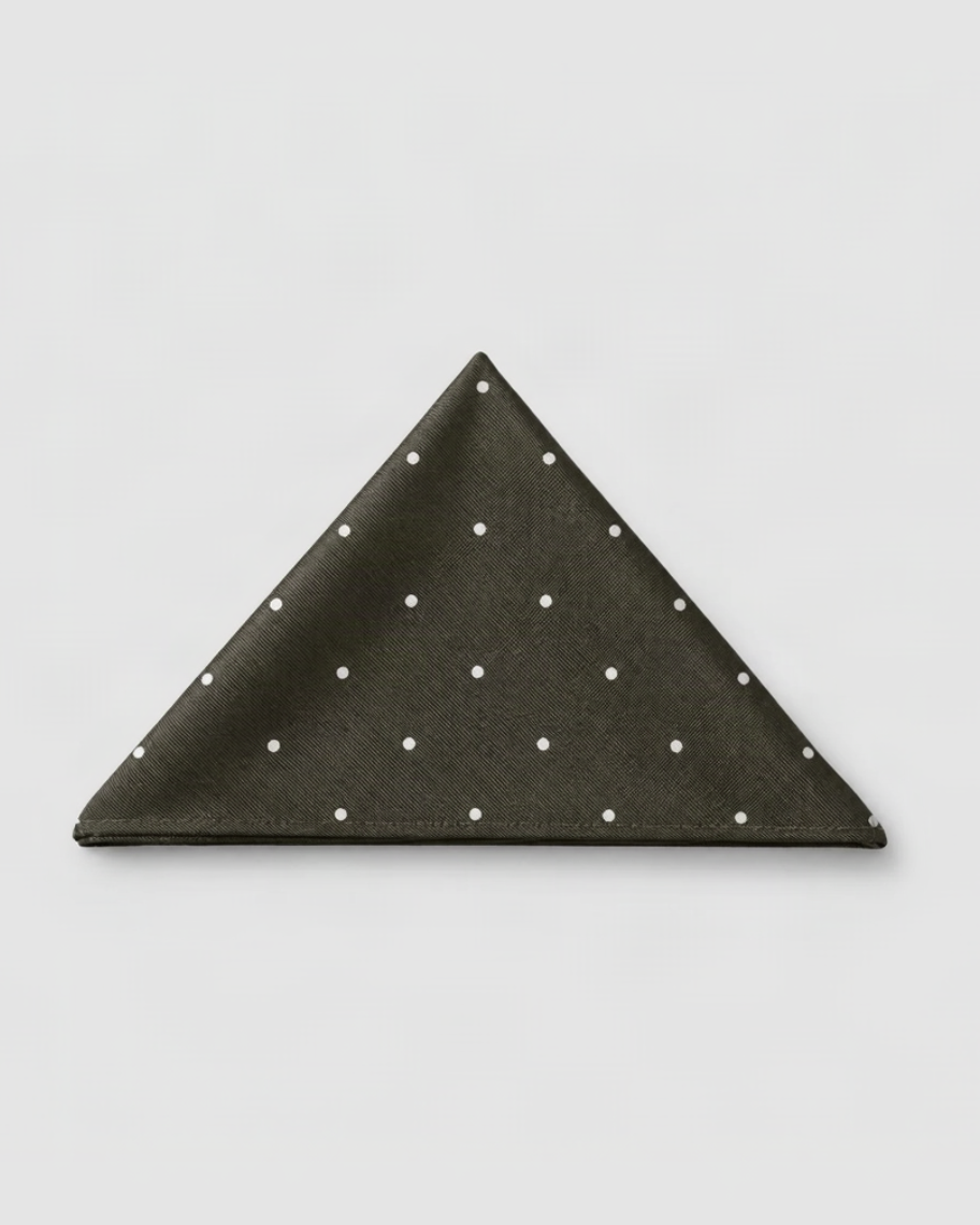 Charles Tyrwhitt Silk Spot Pocket Square - Olive Green & White