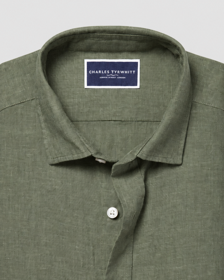 Charles Tyrwhitt Pure Linen Shirt - Olive Green
