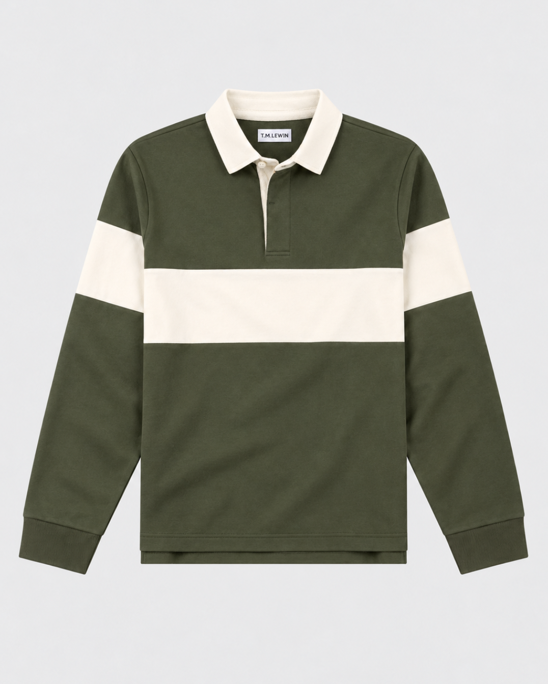 T.M.Lewin Colour Block Rugby Shirt - Beetle Green