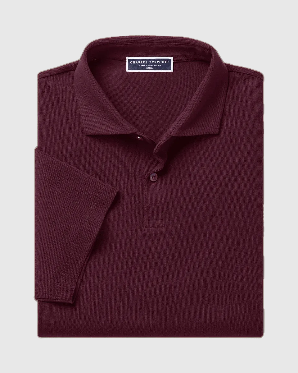 Charles Tyrwhitt Smart Pique Polo – Wine Red.