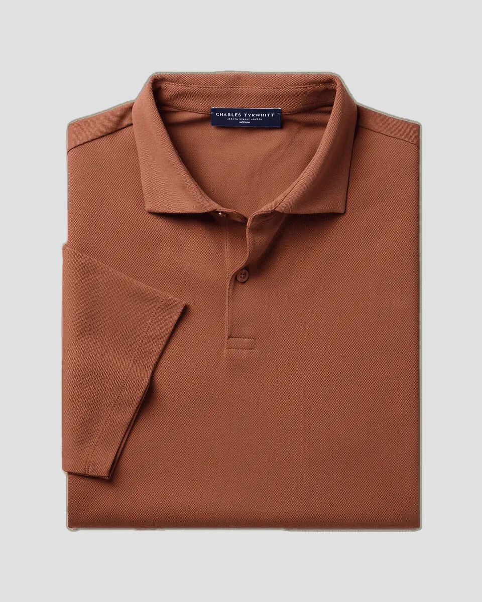Charles Tyrwhitt Smart Pique Polo - Orange