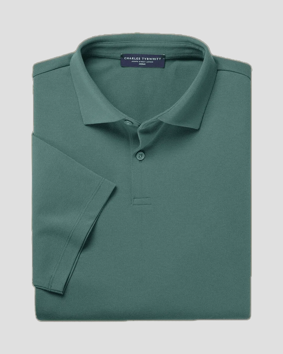 Charles Tyrwhitt Smart Pique Polo - Teal Green.