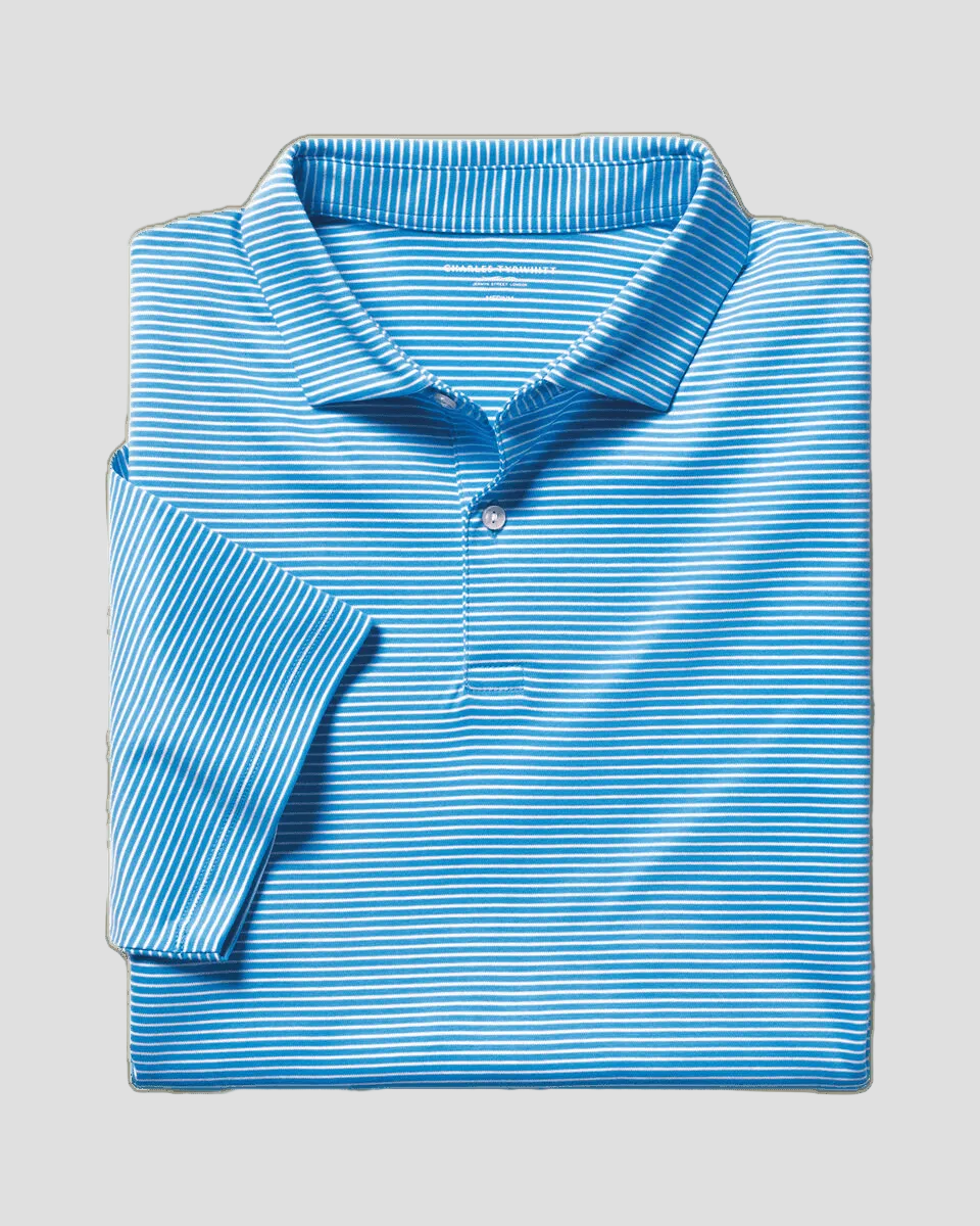 Charles Tyrwhitt Performance Stripe Polo - Turquoise.
