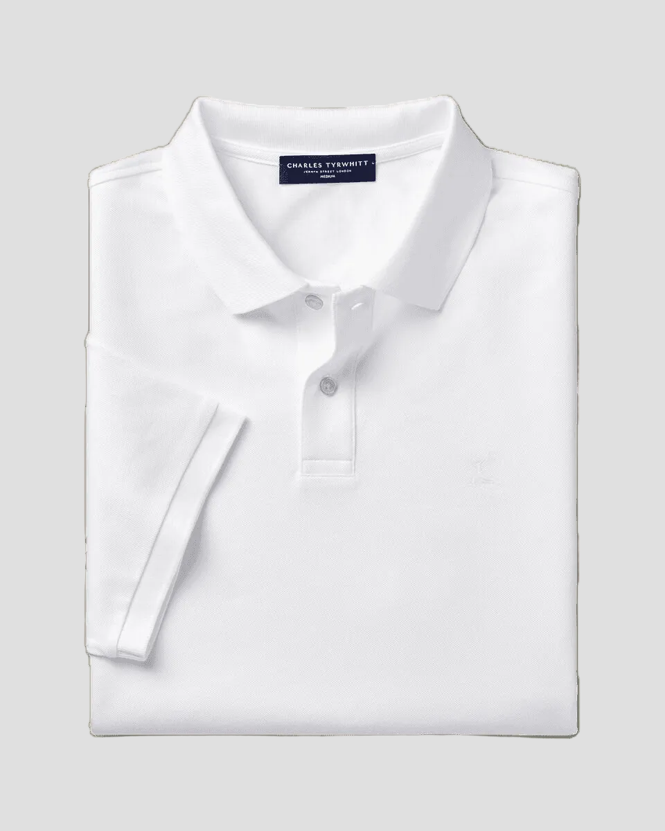 Charles Tyrwhitt Pique Polo - White - LuxxeCoast