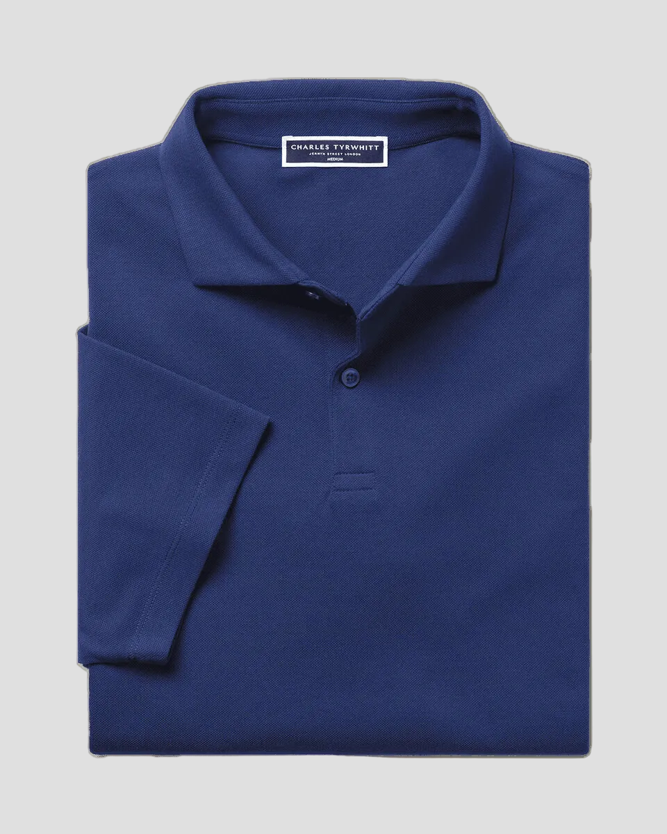 Charles Tyrwhitt Smart Pique Polo - Royal Blue - LuxxeCoast