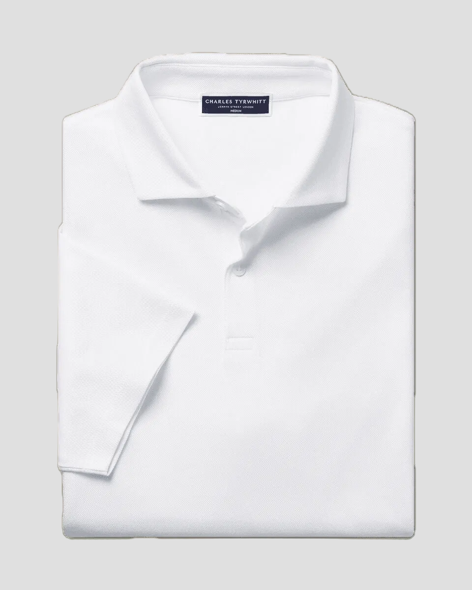 Charles Tyrwhitt Smart Pique Polo - White - LuxxeCoast