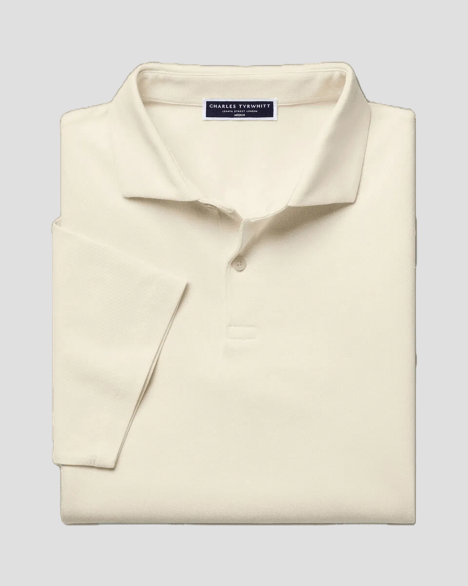 ueCharles Tyrwhitt Smart Pique Polo - Cream - LuxxeCoast