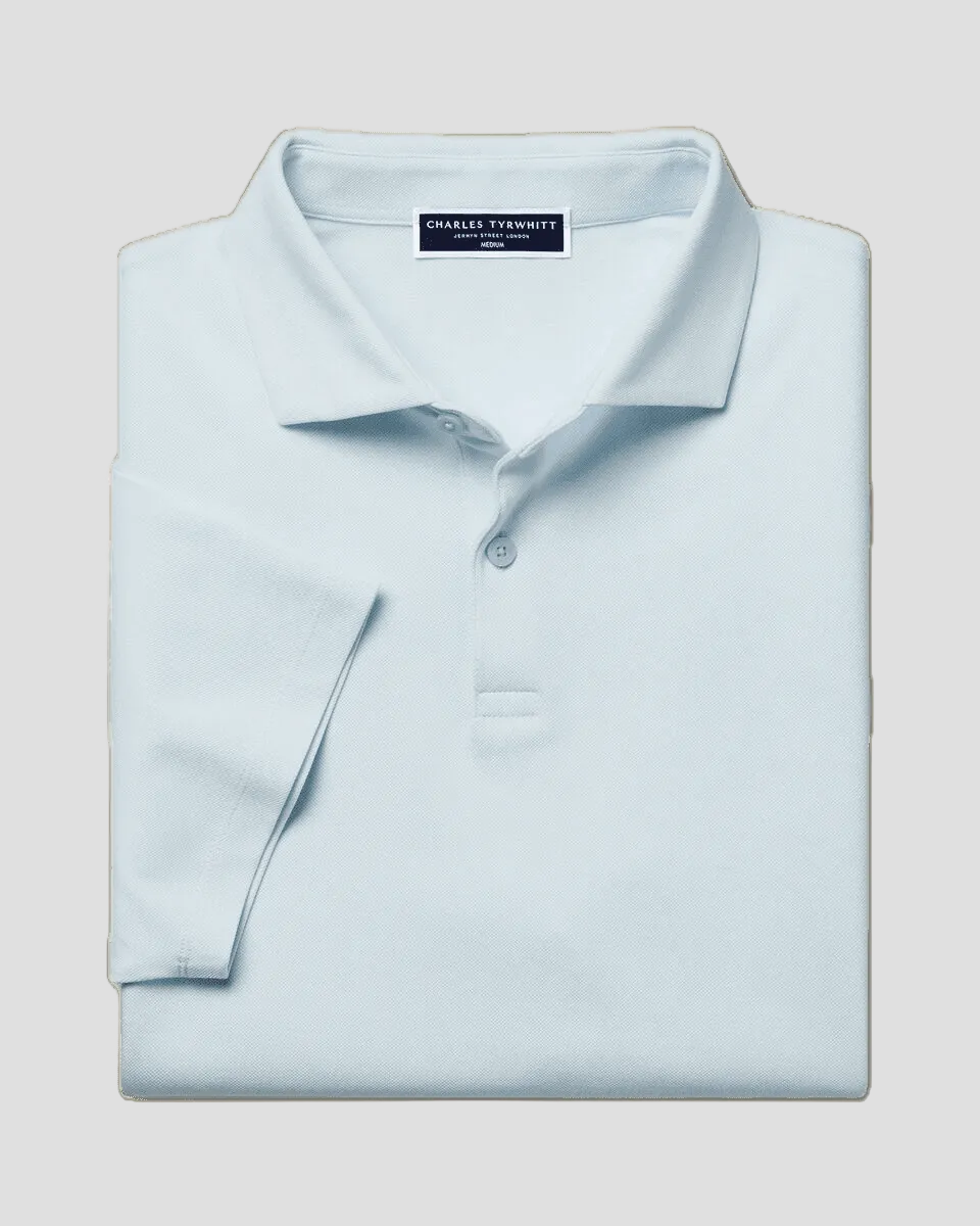 Charles Tyrwhitt Smart Pique Polo - Ice Blue - LuxxeCoast