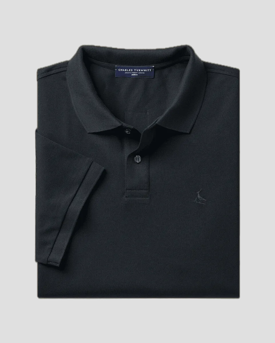 Charles Tyrwhitt Smart Pique Polo - Black - LuxxeCoast
