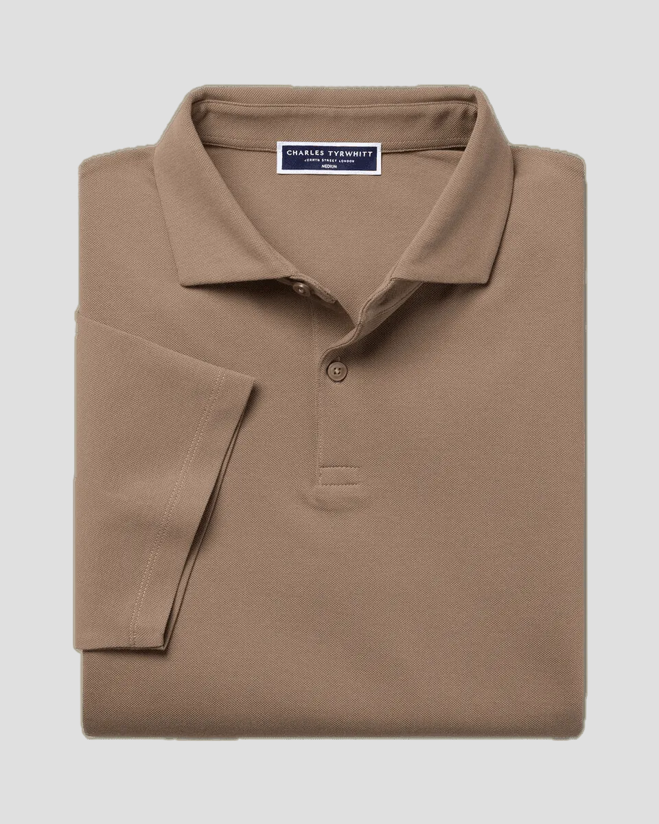 Charles Tyrwhitt Smart Pique Polo - Camel - LuxxeCoast
